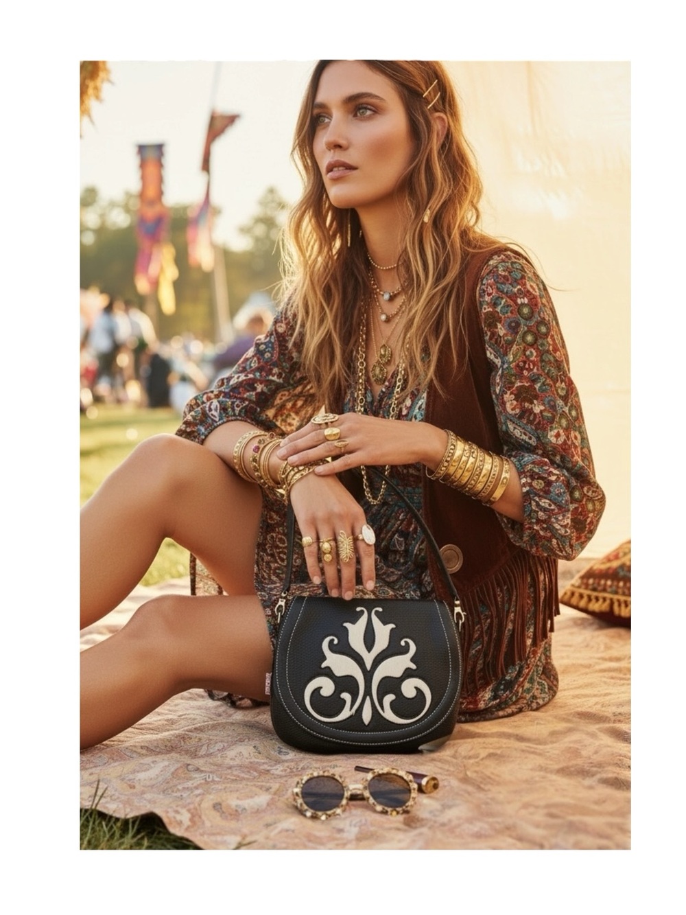 new Blush B-Lush ༄ Cavalier Leather + Fur Pouchette Clutch Handbag Bag ༄ Black